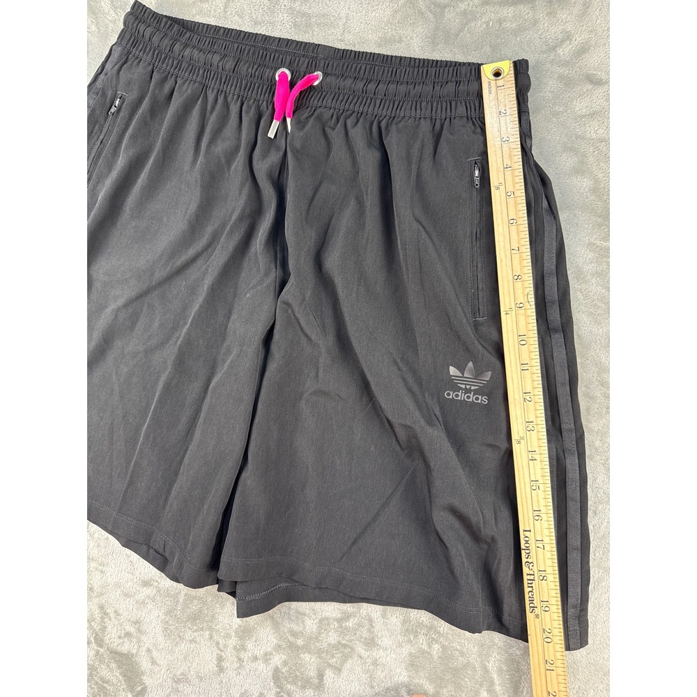 Adidas Shorts Womens L Originals Black 3-Stripe Pink Drawstring EUC - Picture 5 of 10